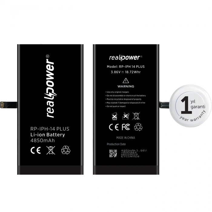 RealPower Apple Uyumlu iPhone 14 Plus Yüksek Kapasiteli Batarya 4850mah