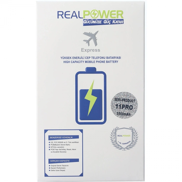 RealPower Apple Uyumlu iPhone 11 Pro Batarya 3190mah Flexsiz