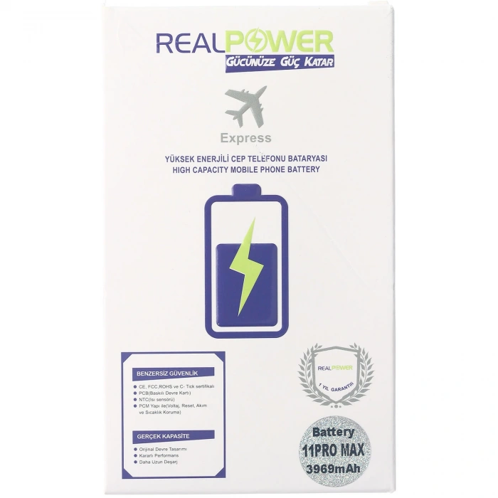 RealPower Apple Uyumlu iPhone 11 Pro Max Batarya 3969mah Flexsiz