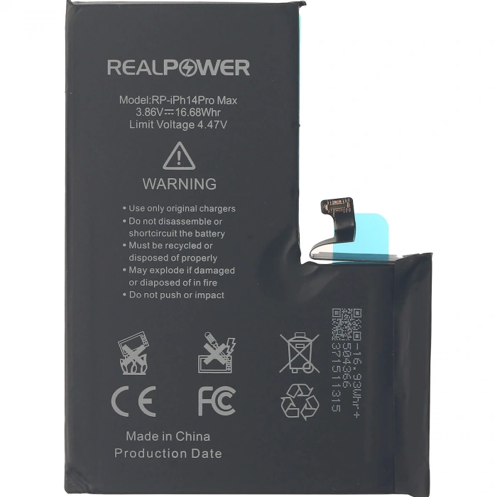 RealPower Apple Uyumlu iPhone 14 Pro Max Yüksek Kapasiteli Batarya