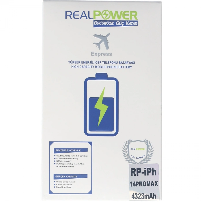 RealPower Apple Uyumlu iPhone 14 Pro Max Yüksek Kapasiteli Batarya