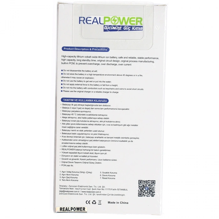 RealPower Apple Uyumlu iPhone Se 2022 Yüksek Kapasiteli Batarya