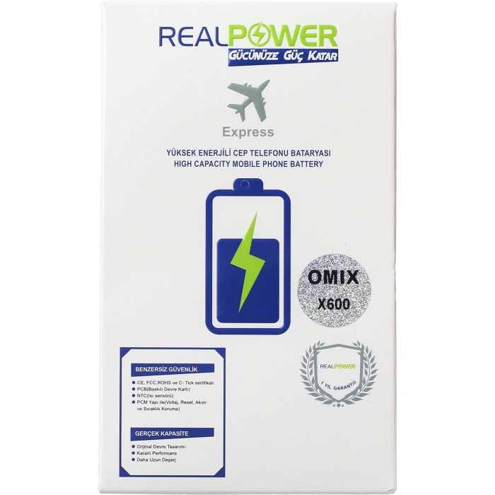 RealPower Omix Uyumlu X600 Batarya Pil
