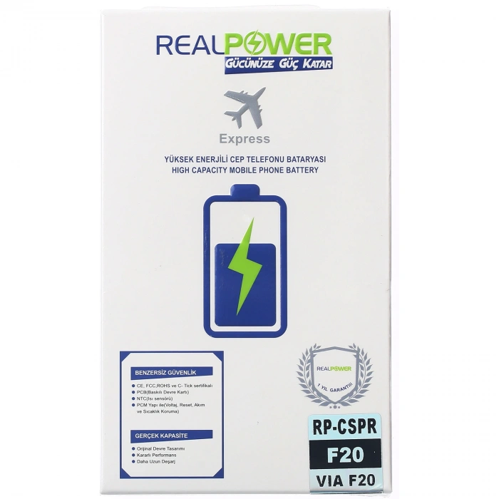 RealPower Casper Uyumlu Via F20 Batarya 5000mAh