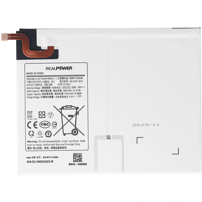RealPower Samsung Uyumlu Galaxy Tab A Sm-t510 Batarya 6150mAh