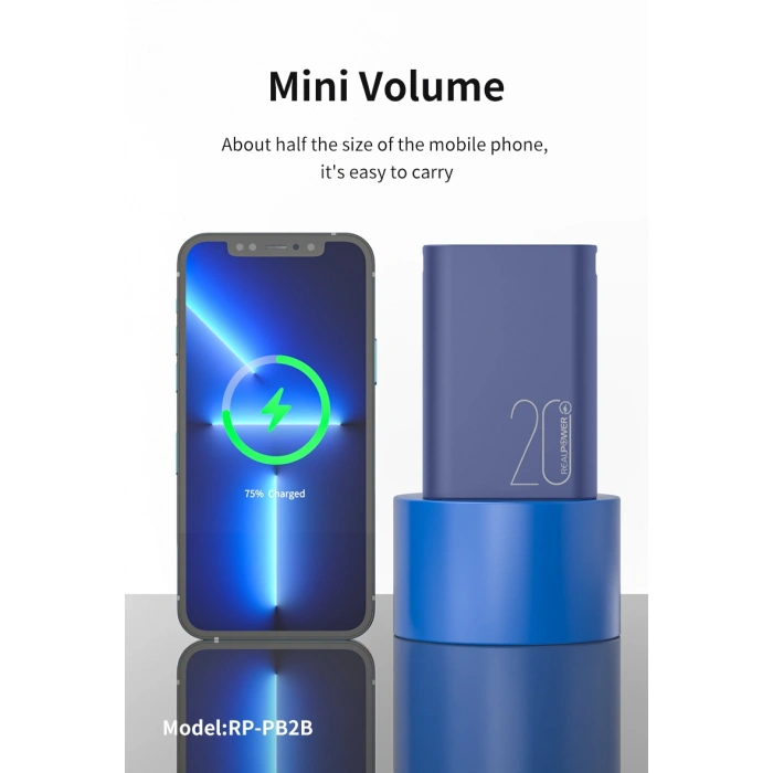 Realpower 20000mAh 22.5W Taşınabilir Mavi Powerbank RP-PB2
