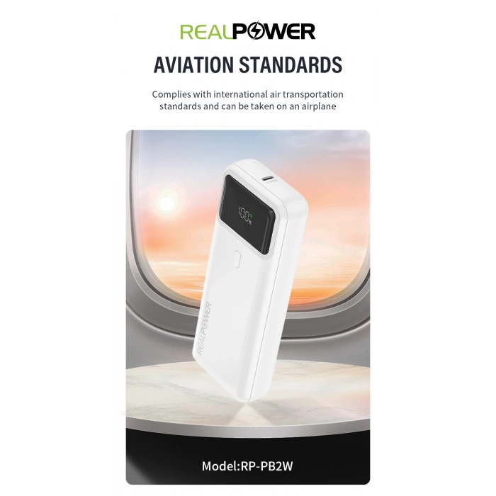 Realpower 20000mAh 22.5W Taşınabilir Beyaz Powerbank RP-PB2W