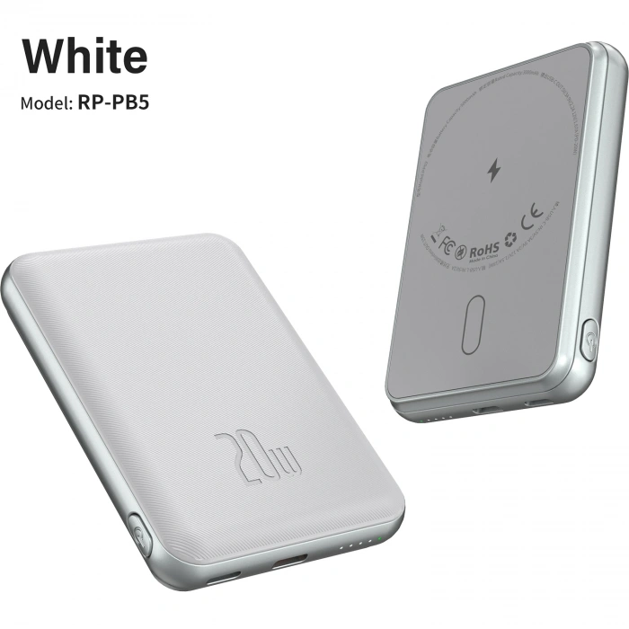 Realpower 5000mAh 20W Magsafe Taşınabilir Beyaz Powerbank RP-PB5