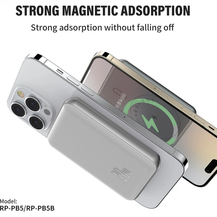 Realpower 5000mAh 20W Magsafe Taşınabilir Beyaz Powerbank RP-PB5