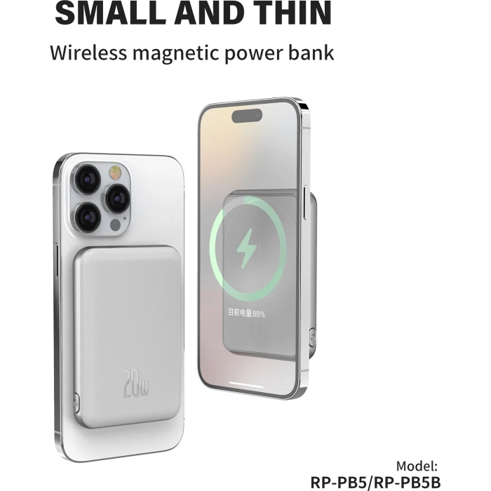 Realpower 5000mAh 20W Magsafe Taşınabilir Beyaz Powerbank RP-PB5