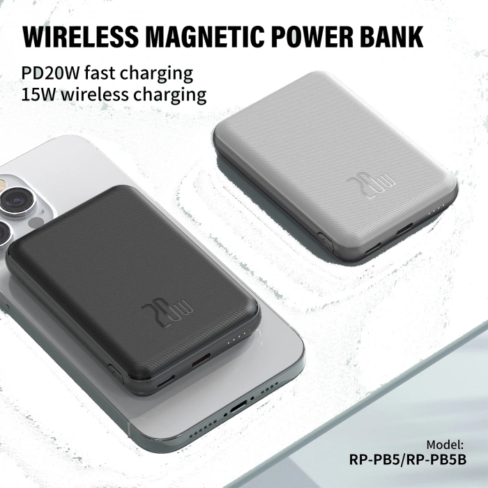 Realpower 5000mAh 20W Magsafe Taşınabilir Beyaz Powerbank RP-PB5