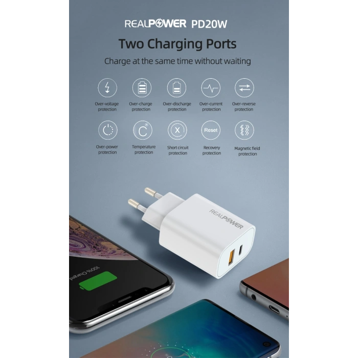 Realpower 20W Seyahat Şarj Aleti RP-CG20AT