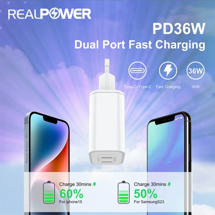 Realpower 36W GAN Seyahat Hızlı Şarj Aleti RP-CG36