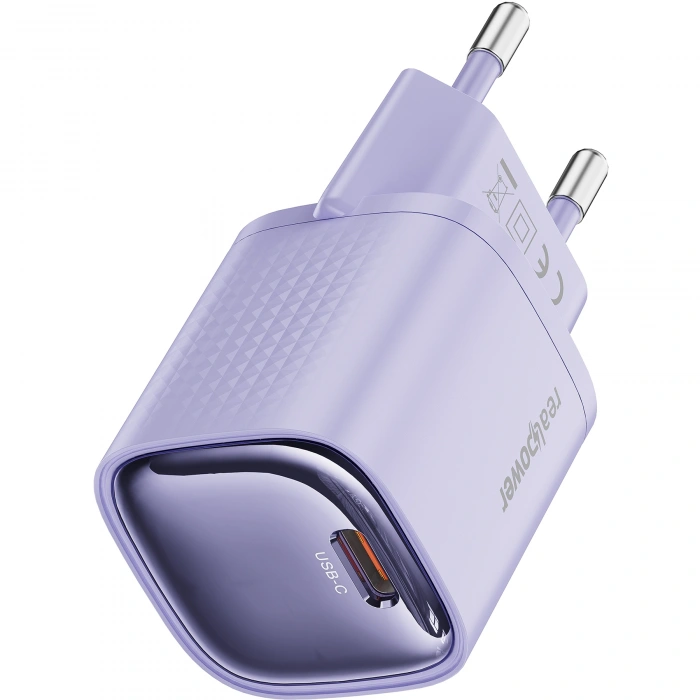 Realpower 30W GaN USB-C PD Hızlı Şarj Adaptörü Şarj Aleti ve USB-C to Lightning Hızlı Şarj Kablo Seti Mor TCS30WPU