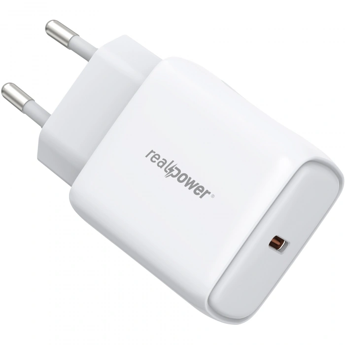 Realpower 25W PPS PD USB-C Hızlı Şarj Adaptörü Şarj Aleti Beyaz TC25WWH