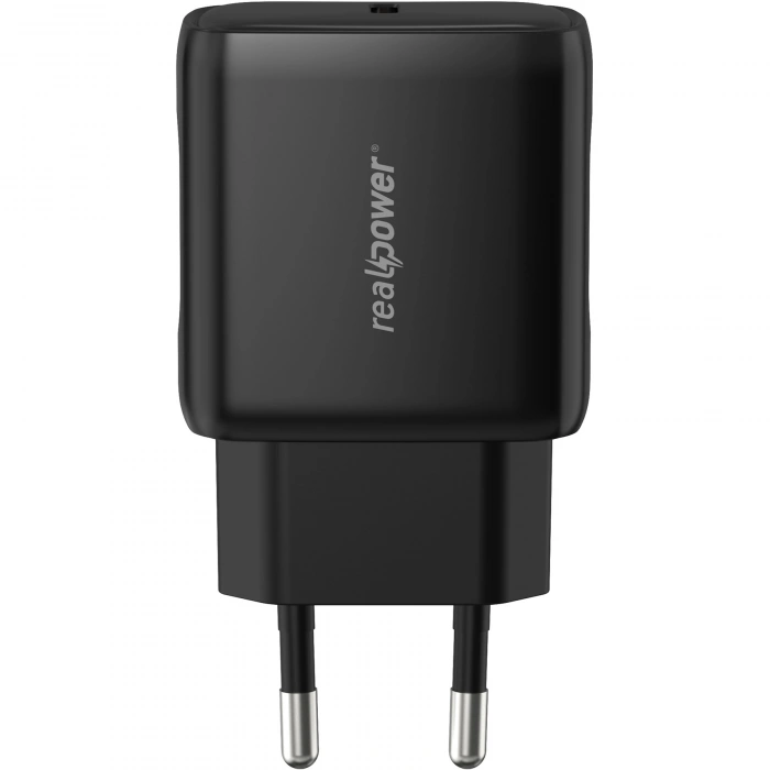 Realpower 25W PPS PD USB-C Hızlı Şarj Adaptörü Şarj Aleti Siyah TC25WBK