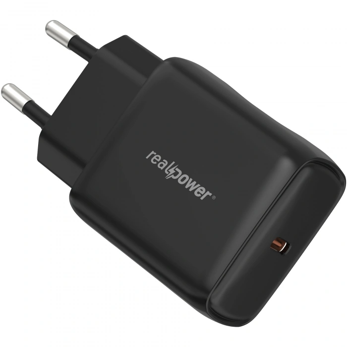 Realpower 25W PPS PD USB-C Hızlı Şarj Adaptörü Şarj Aleti Siyah TC25WBK