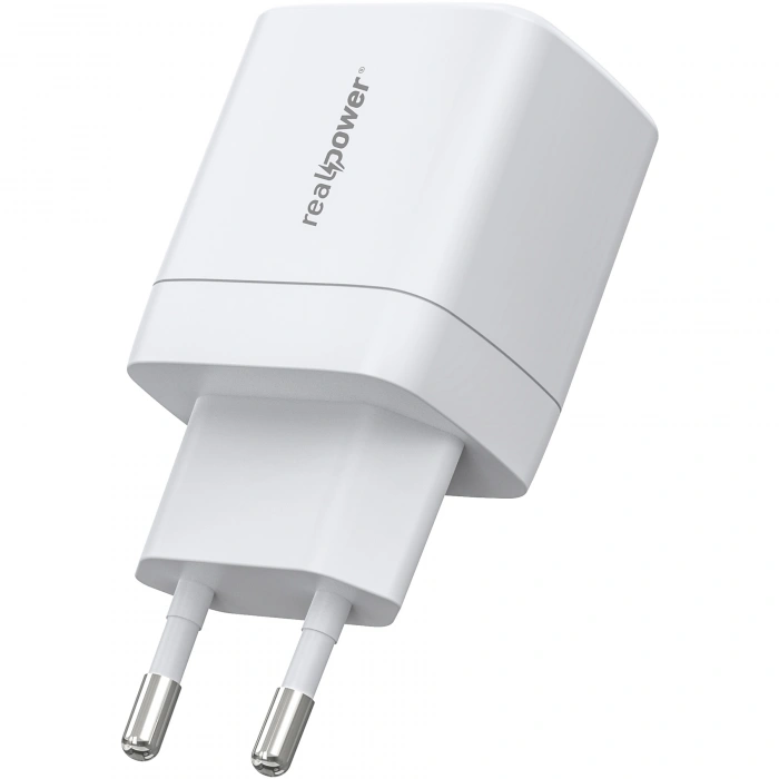 Realpower 35W GaN USB-C ve USB-A Çift Çıkışlı PD Hızlı Şarj Adaptörü Şarj Aleti Beyaz TC35WWH2
