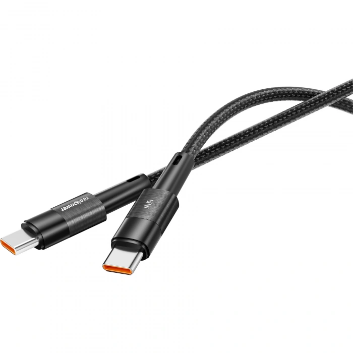 Realpower 60W USB-C to USB-C Örgülü Hızlı Şarj ve Data Kablosu 1 Metre Siyah CA-60WCCBK2
