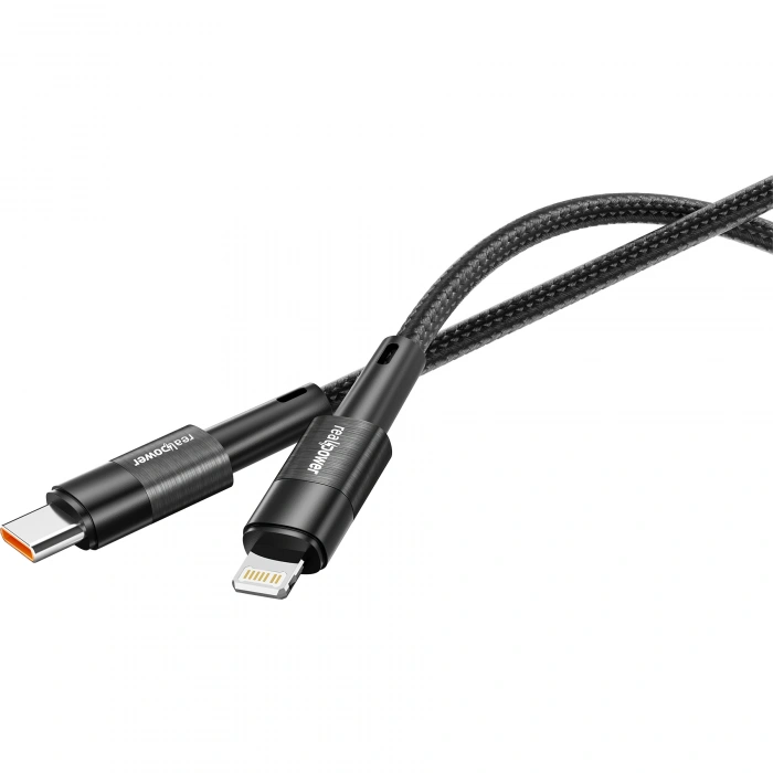 Realpower 20W USB-C to Lightning Örgülü Hızlı Şarj ve Data Kablosu 1 Metre Siyah CA-20WCLBK2