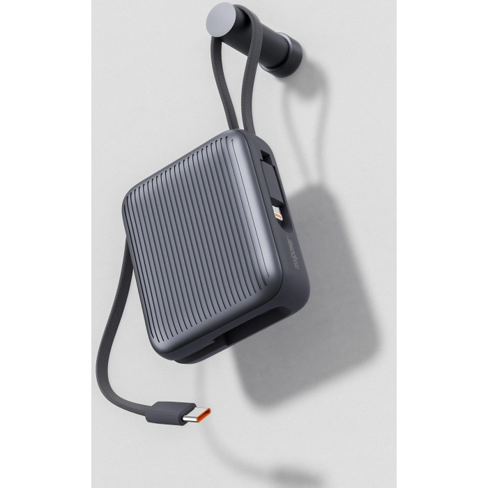 Realpower 10000mAh 22.5W Hızlı Şarj Powerbank Gri Dahili Kablolu Taşınabilir Şarj Cihazı LED Göstergeli PB10KGR