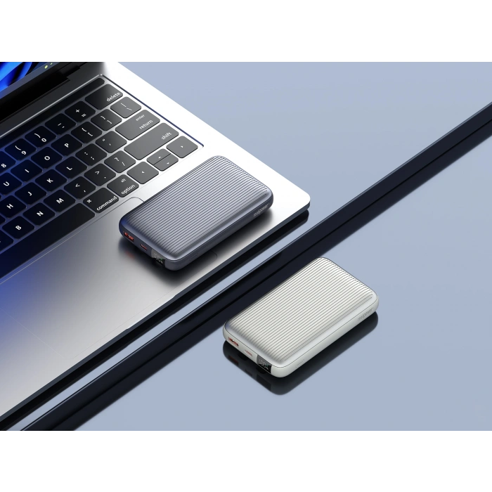 Realpower 10000mAh 22.5W Hızlı Şarj Powerbank Gri Dahili Kablolu Taşınabilir Şarj Cihazı LED Göstergeli PB10KGR2