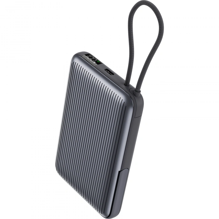 Realpower 10000mAh 22.5W Hızlı Şarj Manyetik MagSafe Powerbank Gri Dahili Kablolu Taşınabilir Şarj Cihazı LED Göstergeli PB10KGR3