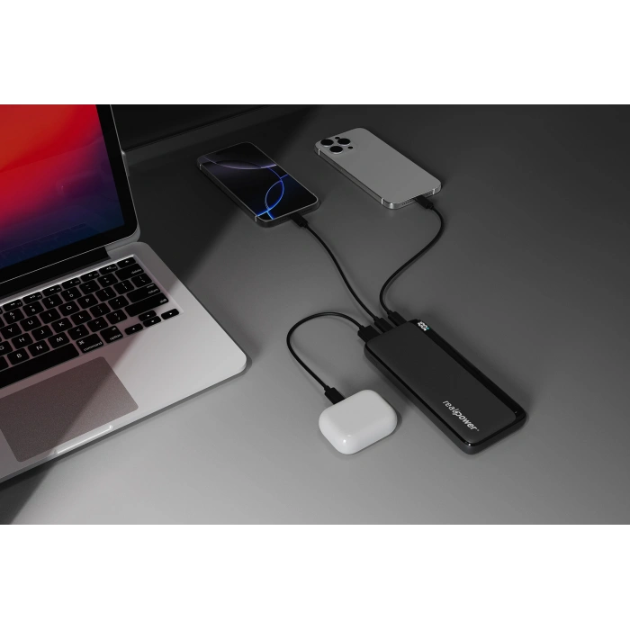 Realpower 10000mAh 20W Hızlı Şarj Powerbank Siyah Taşınabilir Şarj Cihazı LED Göstergeli PB10KBK