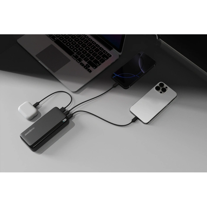 Realpower 20000mAh 20W Hızlı Şarj Powerbank Siyah Taşınabilir Şarj Cihazı LED Göstergeli PB20KBK