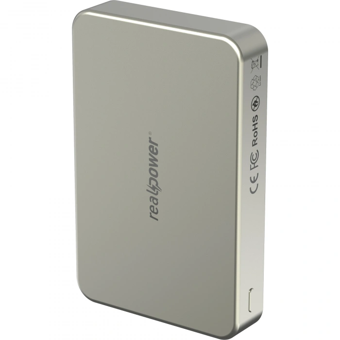 Realpower 10000mAh R Mag Air Pro MagSafe 20W Hızlı Manyetik Kablosuz Powerbank Natürel Titanyum MP-10KNT