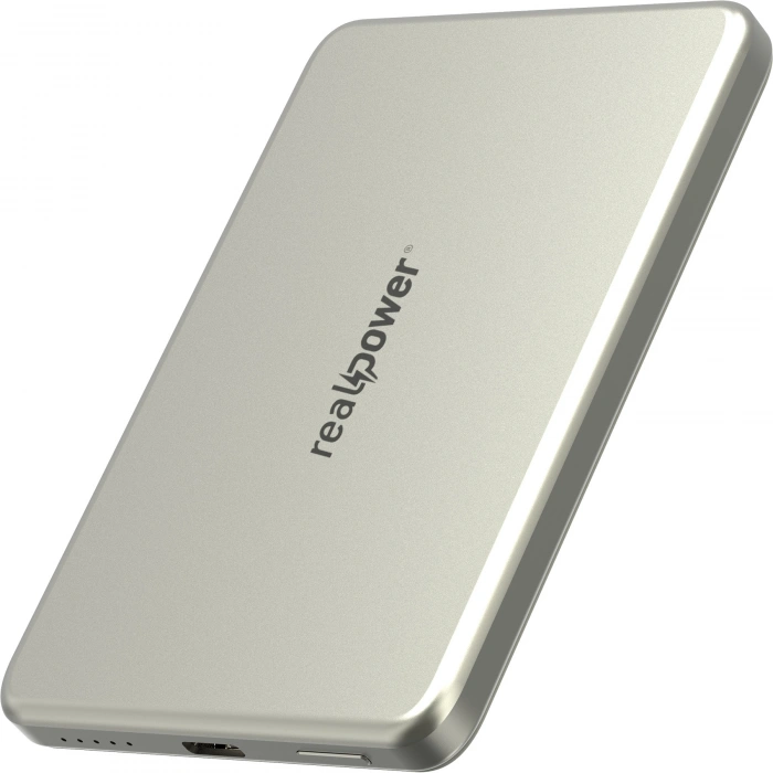 Realpower 5000mAh R Mag Slim MagSafe 20W Hızlı Manyetik Kablosuz Powerbank Natürel Titanyum MP-5KNT2