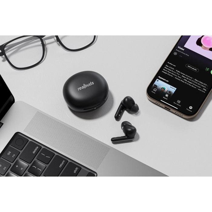 Realpower RealBuds Core Neo Bluetooth Kulak İçi Kulaklık ANC Gürültü Önleyici Dokunmatik Kontrol HD Mikrofonlu Type-C Hızlı Şarjlı Siyah EP-ANC09BK