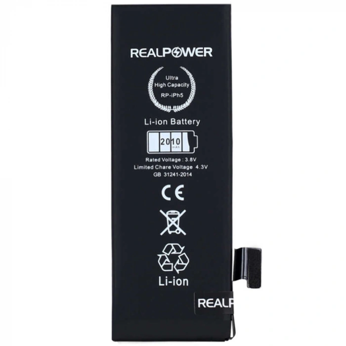 RealPower Apple Uyumlu iPhone 5 Batarya 2010mAh Yüksek Kapasiteli Güçlendirilmiş Pil