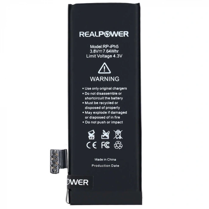 RealPower Apple Uyumlu iPhone 5 Batarya 2010mAh Yüksek Kapasiteli Güçlendirilmiş Pil