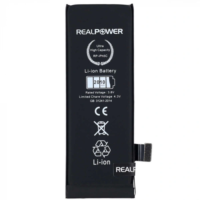 RealPower Apple Uyumlu iPhone 5c Batarya 2010mAh Yüksek Kapasiteli Güçlendirilmiş Pil