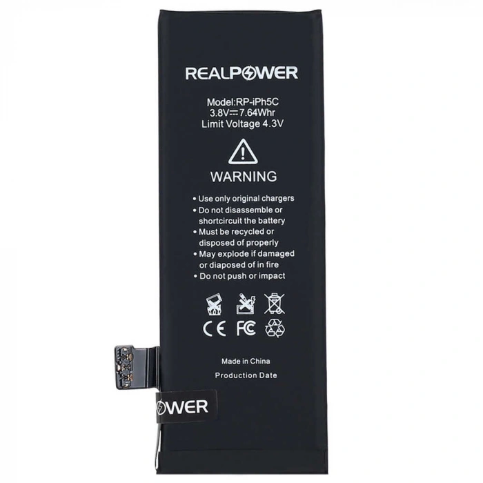 RealPower Apple Uyumlu iPhone 5c Batarya 2010mAh Yüksek Kapasiteli Güçlendirilmiş Pil