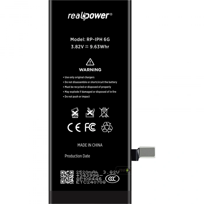RealPower Apple Uyumlu iPhone 6 Batarya 2520mAh Yüksek Kapasiteli Güçlendirilmiş Pil