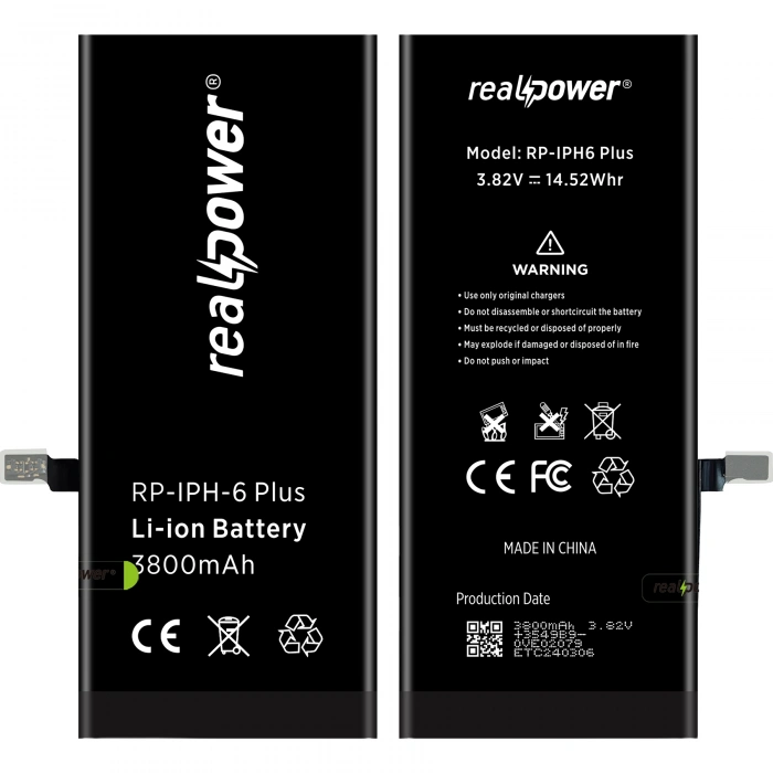 RealPower Apple Uyumlu iPhone 6 Plus Batarya 3800mAh Yüksek Kapasiteli Güçlendirilmiş Pil