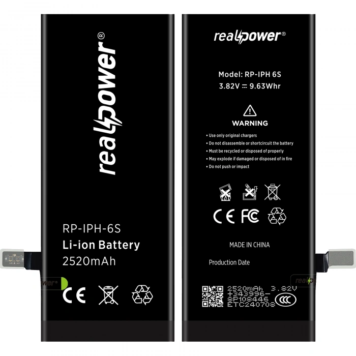 RealPower Apple Uyumlu iPhone 6s Batarya 2520mAh Yüksek Kapasiteli Güçlendirilmiş Pil