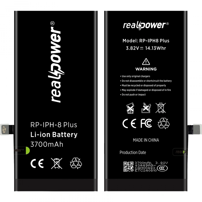 RealPower Apple Uyumlu iPhone 8 Plus Batarya 3700mAh Yüksek Kapasiteli Güçlendirilmiş Pil
