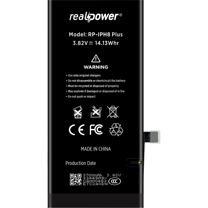 RealPower Apple Uyumlu iPhone 8 Plus Batarya 3700mAh Yüksek Kapasiteli Güçlendirilmiş Pil