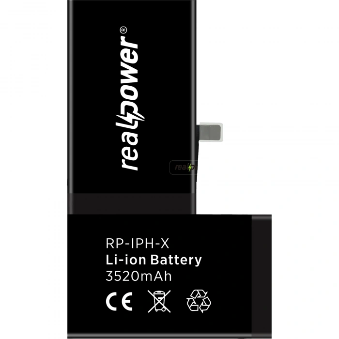 RealPower Apple Uyumlu iPhone X Batarya 3520mAh Yüksek Kapasiteli Güçlendirilmiş Pil