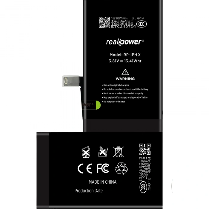 RealPower Apple Uyumlu iPhone X Batarya 3520mAh Yüksek Kapasiteli Güçlendirilmiş Pil