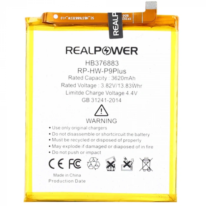RealPower Huawei Uyumlu P9 Plus Batarya 3620mAh Li-Polymer Uzun Ömürlü Pil