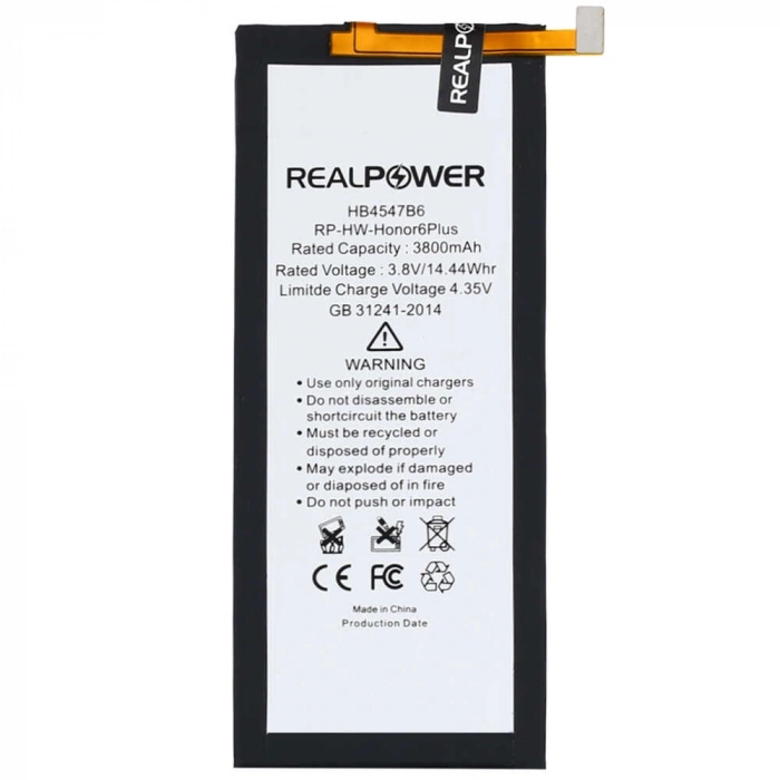 RealPower Huawei Uyumlu Honor 6 Plus Batarya 3800mAh Li-Polymer Uzun Ömürlü Pil
