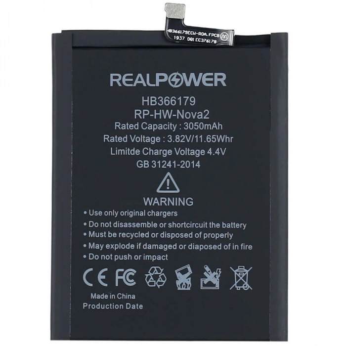 RealPower Huawei Uyumlu Nova 2 Batarya 3050mAh Li-Polymer Uzun Ömürlü Pil