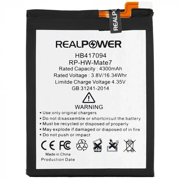 RealPower Huawei Uyumlu Mate 7 Batarya 4300mAh Li-Polymer Uzun Ömürlü Pil