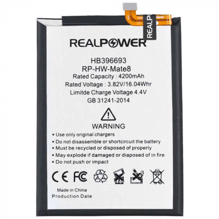 RealPower Huawei Uyumlu Mate 8 Batarya 4200mAh Li-Polymer Uzun Ömürlü Pil