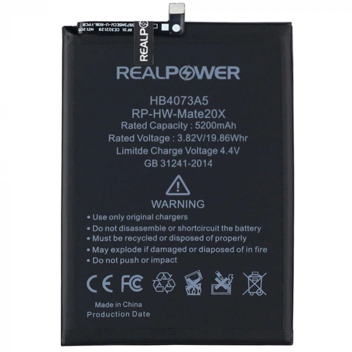 RealPower Huawei Uyumlu Mate 20X Batarya 5200mAh Li-Polymer Uzun Ömürlü Pil