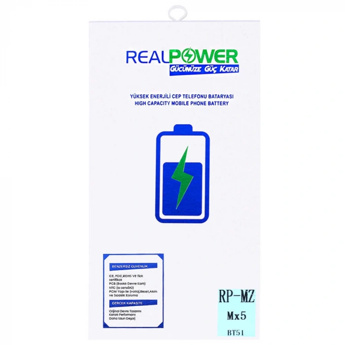 RealPower Meizu Uyumlu MX5 Batarya 3300mAh Li-Polymer Uzun Ömürlü Pil